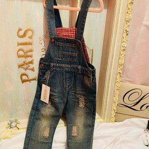 Overall Jeans w/red checker lining Sz 2T NWT